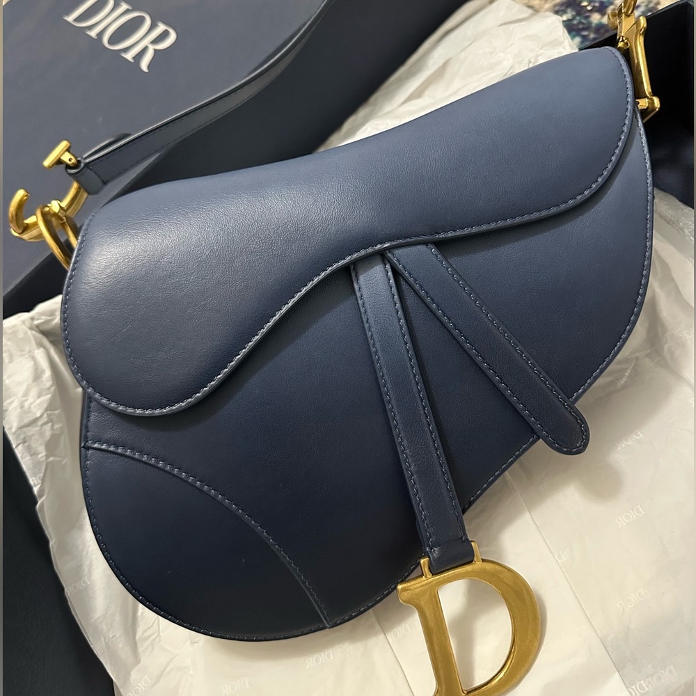 Dior Saddle Bag Calfskin Blue Ombré, Medium size